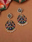 Gold-Plated Crescent Shaped Meenakari Chandbalis