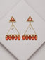 Women Gold-Toned Red Geometric Drop Earrings