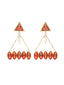 Women Gold-Toned Red Geometric Drop Earrings