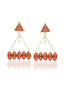 Women Gold-Toned Red Geometric Drop Earrings