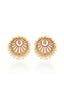 Gold-Toned & Brown Handcrafted Circular Studs