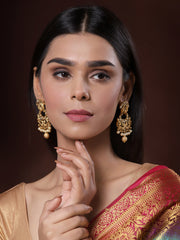 Gold_Plated Handcrafted Peacock Shaped Drop Earrings