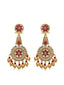 Women Gold-Plated & Red Circular Drop Earrings