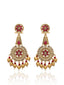 Women Gold-Plated & Red Circular Drop Earrings