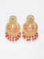 Gold-Plated & Red Crescent Shaped Chandbalis Earrings