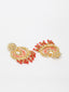 Gold-Plated & Red Crescent Shaped Chandbalis Earrings