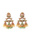 Woman Gold-Toned Green Dome Shaped Jhumkas Earrings