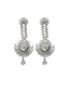 Silver-Plated American Diamond Studded Drop Earrings