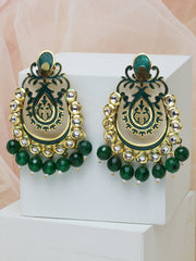 Gold-Toned Crescent Shaped Chandbalis Earrings