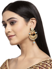 Gold-Plated & Blue Contemporary Chandbalis Earrings