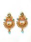 Gold-Plated & Blue Contemporary Chandbalis Earrings