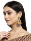 Gold-Toned & Blue Handcrafted Crescent Shaped Drop Earrings