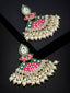 Enamelled Gold-Plated Kundan Stone-Studded Drop Earrings