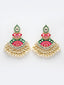 Enamelled Gold-Plated Kundan Stone-Studded Drop Earrings