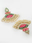 Enamelled Gold-Plated Kundan Stone-Studded Drop Earrings