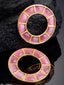 Gold-Toned & Pink Circular Studs Earrings