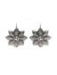 Oxidized Silver-Toned Floral Shaped Drop Earrings