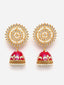 Gold-Plated Red Kundan Dome Shaped Jhumkas