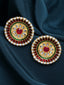 Women Gold-Plated Kundan Oversize Circular Stud Earrings