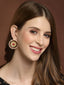 Women Gold-Plated Kundan Oversize Circular Stud Earrings