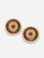 Women Gold-Plated Kundan Oversize Circular Stud Earrings