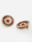 Women Gold-Plated Kundan Oversize Circular Stud Earrings