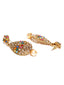 Multicoloured Gold-Plated Stone-Studded Antique Drop Earrings