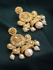 Gold-Plated White Paisley Shaped Drop Earrings