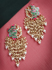 Gold-Plated Meenakari Floral Chandbalis Earrings