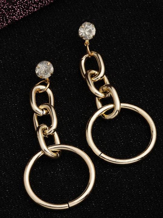 Gold-Plated Contemporary Drop Earrings