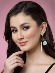 Gold-Plated Handcrafted Wooden Drop Earrings