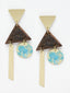 Gold-Plated Handcrafted Wooden Drop Earrings