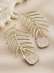 Gold-Plated Leaf Shaped Drop Earrings