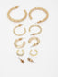 Set of 6 Gold-Toned Circular Half Hoop Earrings