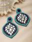 Silver-Plated Sone Studded Drop Earrings