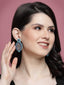 Silver-Plated Sone Studded Drop Earrings