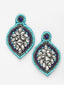 Silver-Plated Sone Studded Drop Earrings