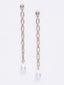 Gold-Plated White Beaded Contemporary Drop Earrings