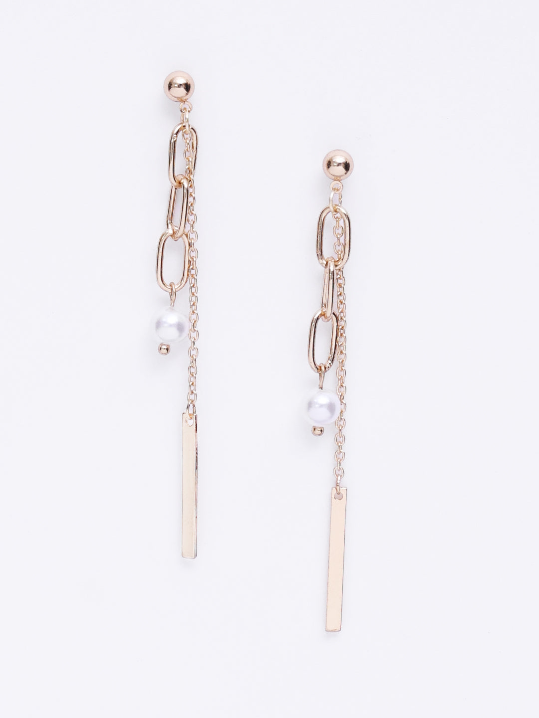 Gold-Plated Contemporary Beaded Drop Earrings
