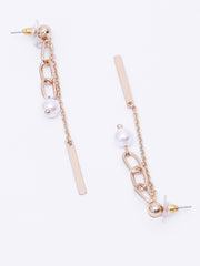 Gold-Plated Contemporary Beaded Drop Earrings