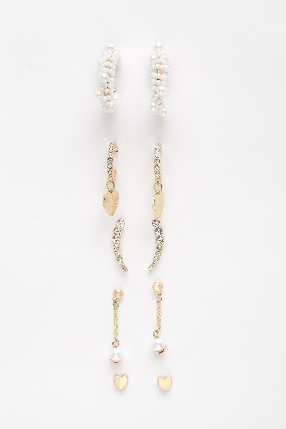 Gold-Toned Set of 5 Gold-Plated Contemporary Half Hoop Earrings