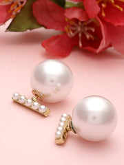 Gold Plated Pearl Beaded Contemporary Studs Earrings