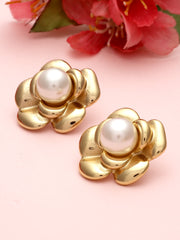 18KT Gold Plated Stainless Steel Tarnish-Free Waterproof Pearl Studs