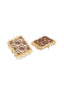 Brown & White Gold-Plated Beaded Square Handcrafted Wooden Drop Earrings