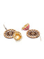 Brown & Red Gold-Plated Beaded Meenakari Dome Shaped Jhumkas