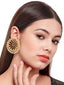 Beige & Off-White Gold-Plated Handcrafted Beaded Drop Earrings