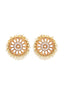 Beige & Off-White Gold-Plated Handcrafted Beaded Drop Earrings