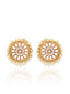 Beige & Off-White Gold-Plated Handcrafted Beaded Drop Earrings