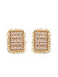 Brown & White Gold-Plated Beaded Square Handcrafted Wooden Drop Earrings