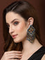 Multicoloured Stone Studded Floral Drop Earrings